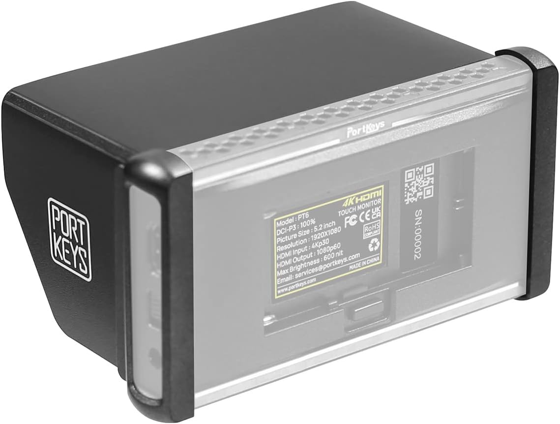 Portkeys PT6 Camera Field Monitor Sunshade Visor with Drop-Proof Rubber Case