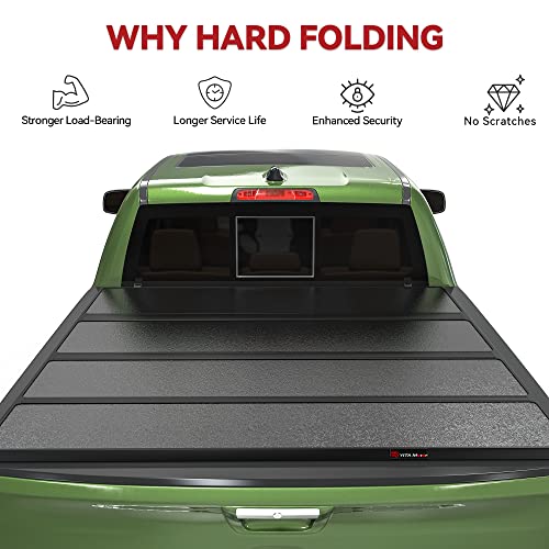 Yitamotor Hard Quad-Fold Truck Bed Tonneau Cover Compatible With 2019-2023 Dodge Ram 1500 New Body Style, Fleetside 6.4Ft Bed Without Rambox #TOP7