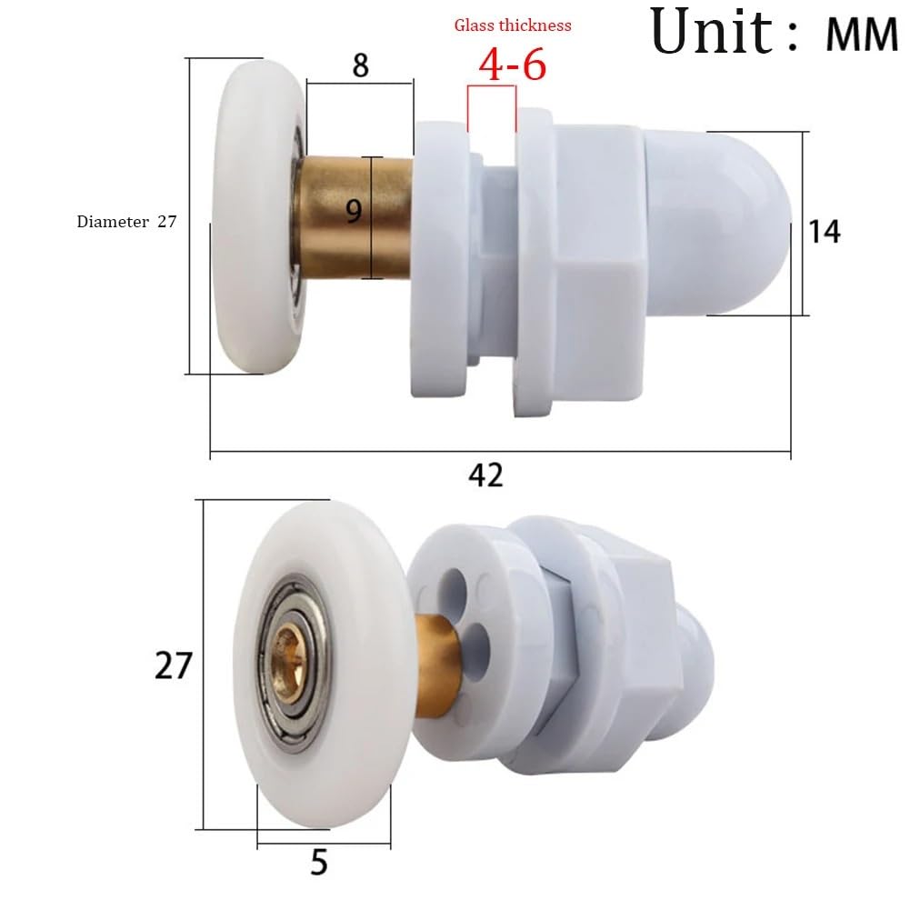 Aluminiowe rolki do drzwi prysznicowych
