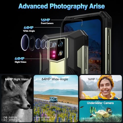 Ulefone Armor 24 Outdoor Handy 22000mAh mit 1000 Lumen Taschenlampe, Android 14 24GB + 256GB/2TB SD...