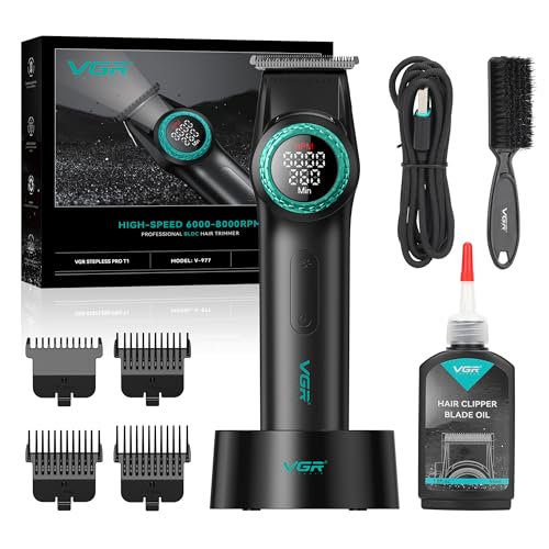 Cortapelo inalámbrico USB VGR para perfilar contornos y detalles de barbería en casa