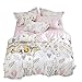 HIGHBUY Girls Duvet Cover Twin Floral Bedding Sets White Pink Premium Cotton Teens Flower Bedding Sets Twin Kids Reversible Comforter Cover Soft Branches Bedding Collection Twin Pink