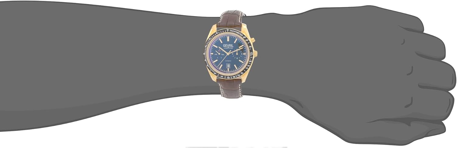 posterior view of the Gevril Men's Lenox watch showing the exhibition case back.