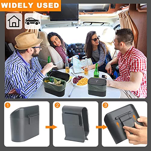 Einesin 2Stück Auto Mülleimer mit 120 Müllbeuteln, Auslaufsicherer Automülleimer mit Deckel, Auto Organizer & Hängende Aufbewahrungsbox, Universal Zubehör für PKW, SUV, LKW