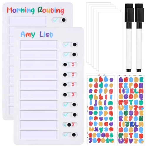 Smivyhp 2 Stück To Do List Kinder, Abwischbar Checklist Boards, To Do Planer Checklist Tafel DIY Chore Chart Memo Checklisten Boards mit 6 Blanko Papier, 2 Whiteboard-Marker, 2 DIY Aufkleber
