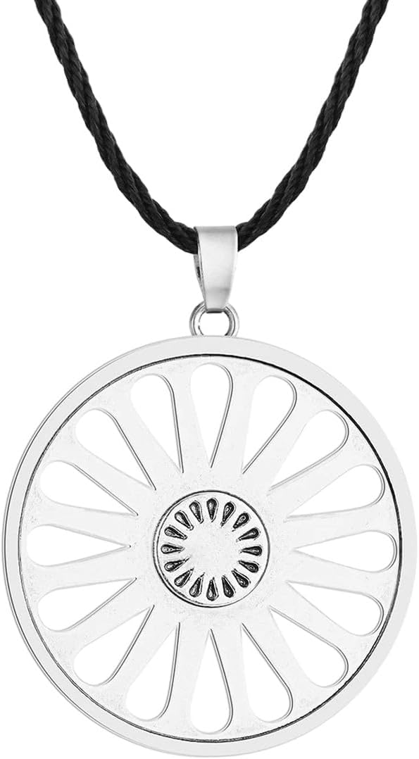 New 2025 Romani Chakra Wheel Necklace Pendant Ashoka Chakra Indian Wheel Necklace Symbol Jewelry Indian and Roma People Punk Jewelry Fashion Accessories Creative Gift
