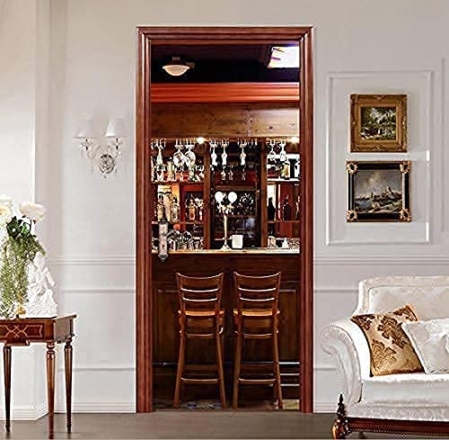 Misssixty Door Sticker - 30.3" X 78.7" - 3D Dining Room Door Wall Mural Wallpaper Stickers Vinyl Removable Decals For Home Decoration #TOP1