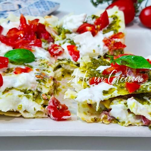 LASAGNA FREDDA di CARASAU con PESTO e burrata