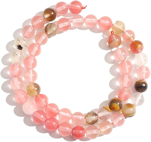 Miniatura 3 de Piedra natural de 0.315 pulgadas (0.315 in) de sandía y turmalina, cuentas redondas de cristal energético, piedras preciosas sueltas, cuentas lisas