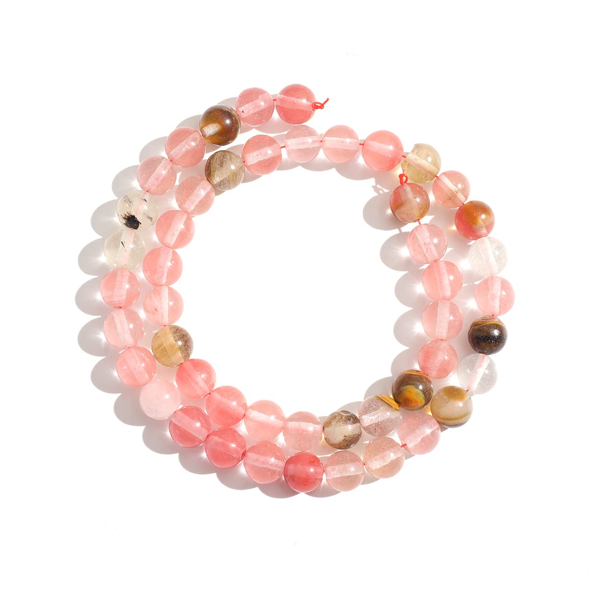 Natural Stone 8mm Watermelon Tourmaline Round Crystal Energy Stone Beading Loose Gemstone DIY Smooth Beads for Bracelet Necklace Earrings Jewelry Making - Image 3