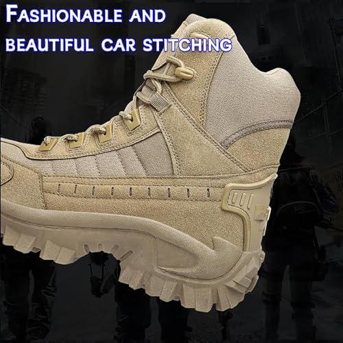 Men's Waterproof Side Zipper Outdoor Combat Boots, Tactical Boots, Men's Military Tactical Work Side Zipper Lightweight Comfortable Orthopedic Hiking Motorcycle Combat Boot4