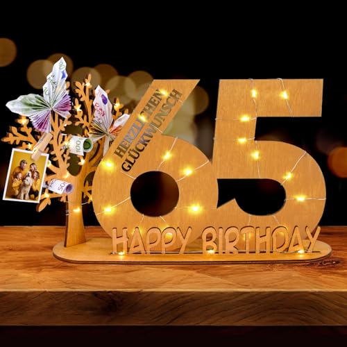 WAREHOUSE Originelle Geburtstag Geschenk Frauen & Männer - Geldgeschenke Geburtstag mit Holz Schild Gästebuch Geburtstag Deko Geburtstagszahlen Holz Schild Gäste (65)