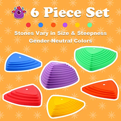 Gentle Monster Stepping Stones for Kids, Set of 6/8/11 PCS for Balance with Non-Slip Bottom - Exercise Coordination and Stability (6 pcs Classic)