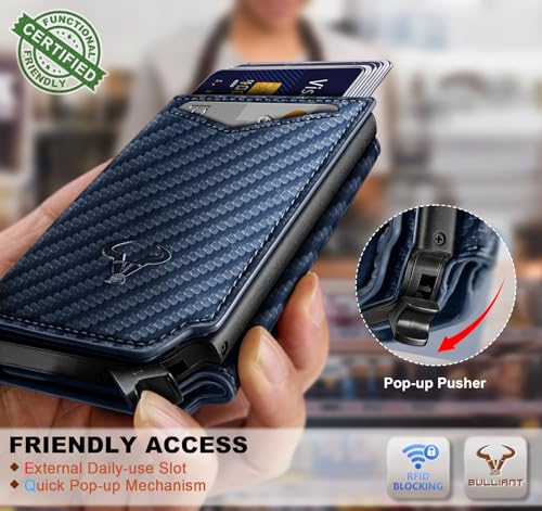Image of BULLIANT Men Wallet Leather Wallet Card Holders Money Clip for Men 10Cards-Magnetic Flip on Metal Case
