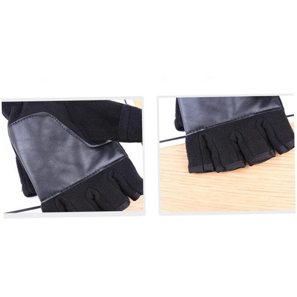 TOVINANNA Stripped Half-Finger Gloves Men's Touchscreen Computer Gloves for Cold Weather Windproof Feature