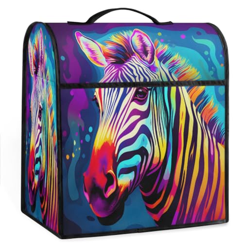 Coffee Maker Cover Colorful Zebra Animal Kitchen Appliance Covers Small Appliance Covers Blender Cover Juicer Cover Dust Covers for Kitchen Appliances with Top Handle and Pockets,Washable,C911