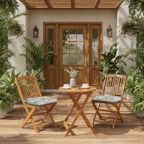 LVTXIII Set of 2 Outdoor Chair Cushions for Patio Furniture, Water Repellent Patio Chair Cushions 17"x16" with Ties, U-Shaped Dining Chair Pads for Garden Kitchen Use, Cabana Shells