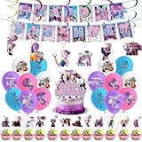 Geburtstagsdeko, 52 Stück K Pop Geburtstags Partydeko Junge Mädchen, Birthday Decoration mit Cake Toppers, Banner, Latex Luftballons Für Kindergeburtstag Deko
