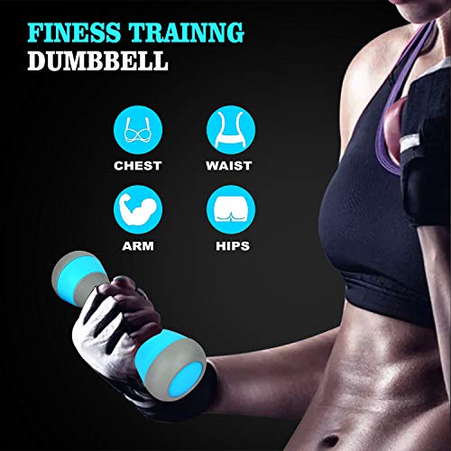 Image of ZhaoCo Adjustable Dumbbells Weights Home Gym Fitness Dumbbell Set for Women Men Kids, Neoprene Comfortable Grip 1kg 1.5kg 2kg Pair - Blue