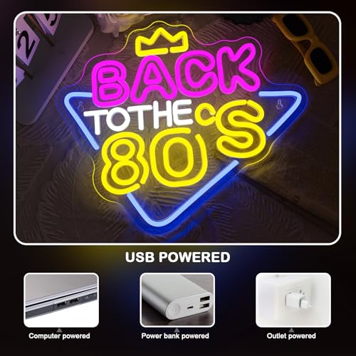 Image of Back To The 80s Neon Sign 80's Neon Light Retro Wall Decor for Party