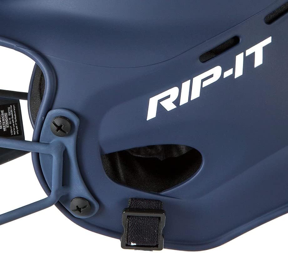 RIP-IT | Vision Pro Softball Batting Helmet with Face Mask | Matte Navy | S/M | Lightweight Womenâ€™s Sport Equipment