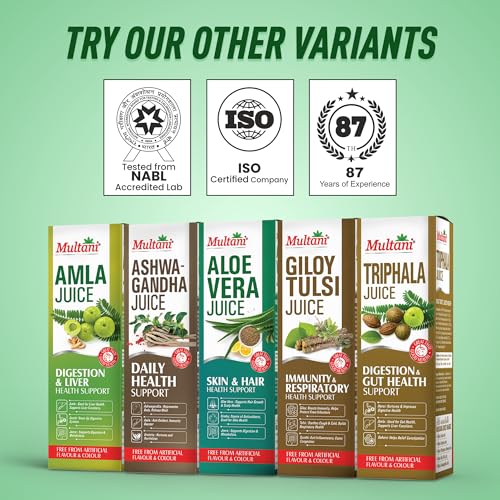 Image of Multani Wheatgrass Aloe Vera Juice 1L | Natural Detox & Gut Cleanse Drink with Wheatgrass, Aloe Vera & Lemon | Rich in Antioxidants & Vitamin C | Immunity Support | No Artificial Colour or Flavour