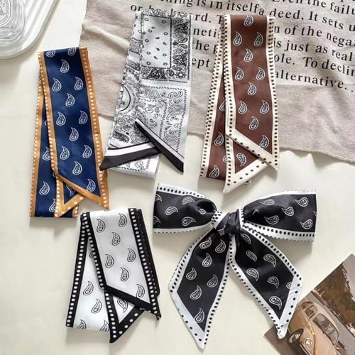 4 Pcs Bag Handbag Handle Ribbon Hair Head Band Neck Scarf For Hair Fashion Skinny Scarves For Women Gift3