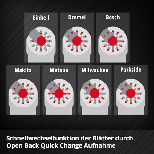 Original Einhell Schaber Starr 52mm (Langlebiger Kohlenstoffstahl, Open Back Schnellwechselfunktion, Geeignet für Multitools)