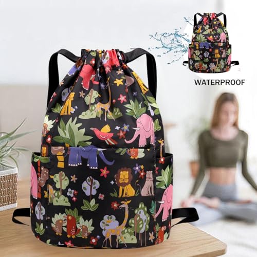 Image of MOCA Drawstring Gym Sports Backpack Lightweight Multipurpose Daypack Travel School College Daily Storage Carry Suitable Men Women Kids Adults Fitness Accessory