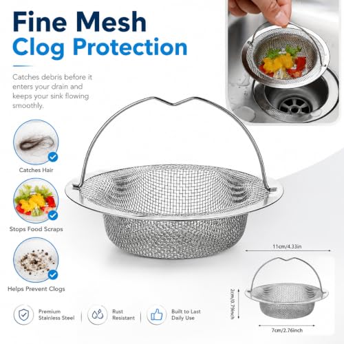 Colador de acero inoxidable para fregadero con asa antideslizante miniatura 3