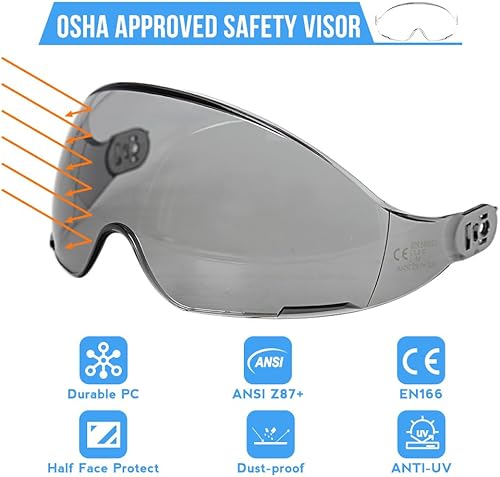Miniatura 2 de Aolamegs Sombreros duros de construcción con visera - Casco duro de construcción aprobado por OSHA con correas para la barbilla