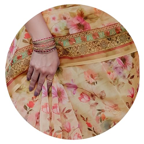 Image of MIRCHI FASHION Saree for Woman Organza Floral Printed | Lightweight Elegant Traditional Sari with Matching Blouse Piece