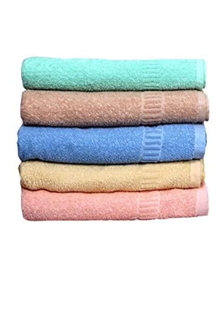 R K Textiles 100% Cotton ( 500 GSM / 30 x 60 inch) Large Bath Towel Ultra Soft Super Absorbent / Antibacterial Set of 5 Pieces