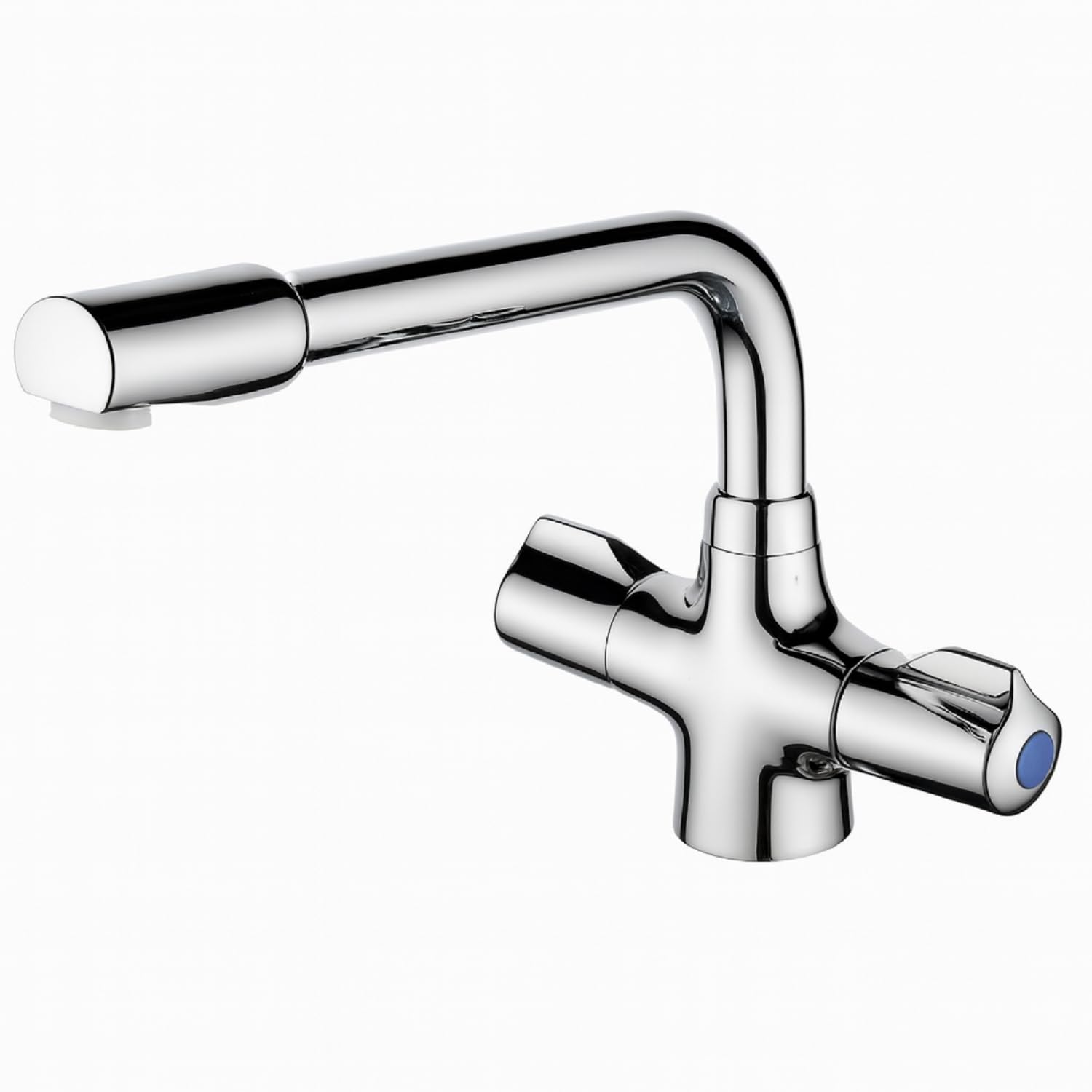 Mitigeur de cuisine chrome double poignée Alore sur pont eau chaude froide