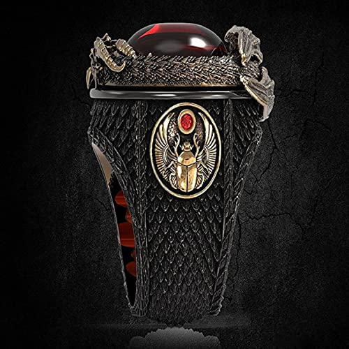 Punk Dragon Red Stone Ring for Men, Gothic Dragon Totem Ring Iced Out Dragon Animal Ring for mens4