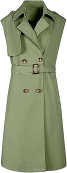 Amazon.com: HGps8w Women's Chic Sleeveless Long Trench Coats