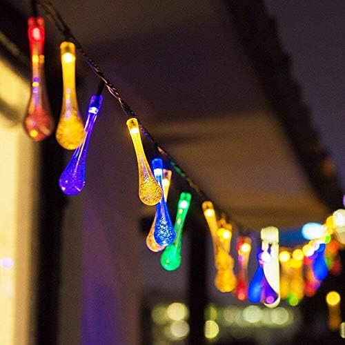 20 LED Multi Color Solar String Lights Outdoor Garden String Lights Solar Powered, Goodia 4.8M Waterproof Crystal Raindrop Decorative Lights for Garden, Terrace, Patio, Fence, Christmas, Parties