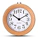 AUDEW Round Wooden Clock,Small Silent Desk Snooze beech Wood Alarm Clock,Handmade Mute Creative Alarm Clock with Nightlight