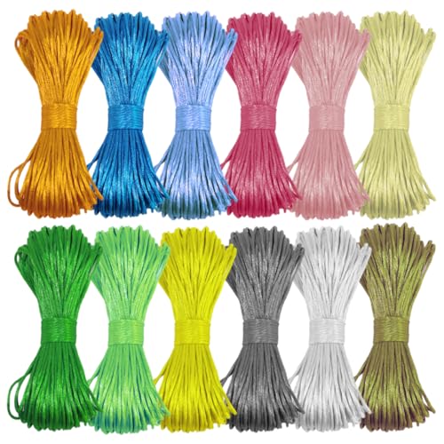 EBOBBY Fili per Braccialetti 1.5mm Cordino di Nylon Corda 240 Metri 12 Colorati Fili Cordoncino di Nylon Rattail Corda di Seta Corda di Filo per Braccialetti per Brasiliani Braccialetti Dell'amicizia