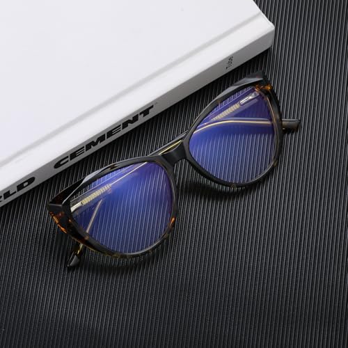 Image of Blue Light Blocking Glasses, TR90 Cat Eye Frame Computer Glasses With Anti Eyestrain & UV Glare Protection (Tortoise)