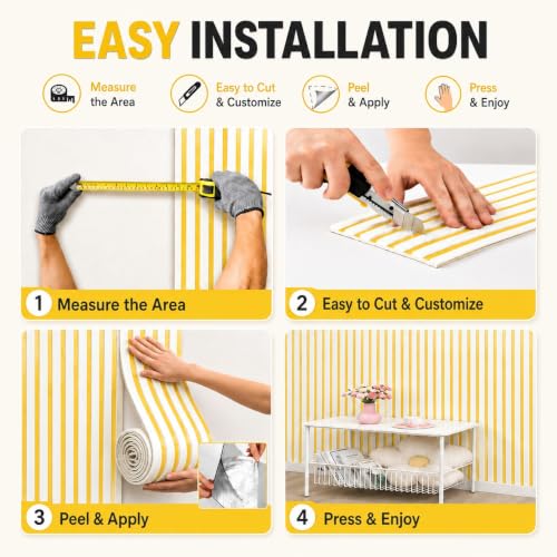 Image of Fluted Foam Wall Panel 16 x 278 cm Self Adhesive 3D Walls Panels for Interior Wall Decor Strip, Easy Cuttable No Drilling for Living Room, TV Background