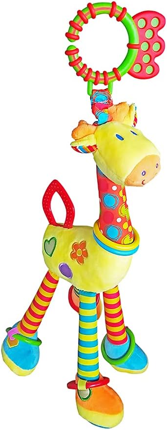 D-KINGCHY Baby Rattle Plush Rings, Soft Baby Teething Rattle Toys, Newborn Stroller Car Seat Plush Animal Toy with Teether, Sounds and Handle for 0-3 Years Old (Yellow) : Toys & Games