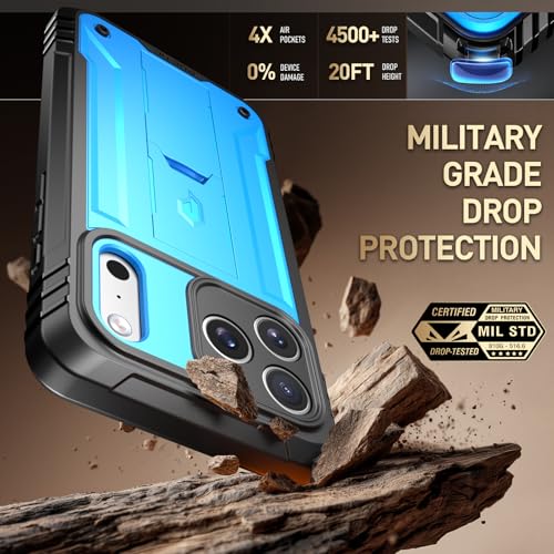 Image of Poetic for iPhone 17 Pro Case with Camera Control Capture Button, [Built-in Stand] [Built-in Screen Protector] Full-Body Military Grade Rugged Phone Case for iPhone 17 Pro, Light Blue