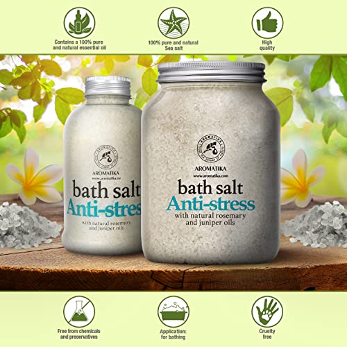 De-Stress Bath Salt 46 Oz - 100% Natural & Pure Salt Essential Oils Rosemary & Juniper - Best for Good Sleep - Relaxing - Calming - Body Care - Beauty - Aromatherapy - Stress Relief - Image 5