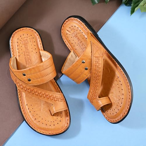 Image of Centrino Men's Slippers | Kolhapuri Style Chappals with Soft Cushioned Footbed | Comfortable & Durable | Traditional Yet Stylish Footwear for Men (9541)