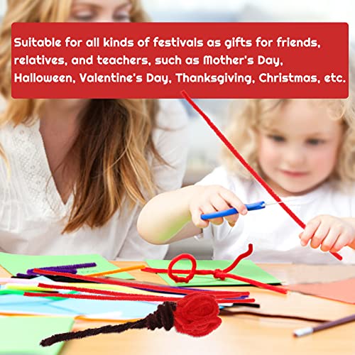 60 Pieces Red Pipe Cleaners, Christmas Craft Pipe Cleaners,Pipe Cleaners Chenille Stem,Pipe Cleaners Bulk,Art Pipe Cleaners For Creative Home Decoration Supplies Arts And Crafts Project #TOP6