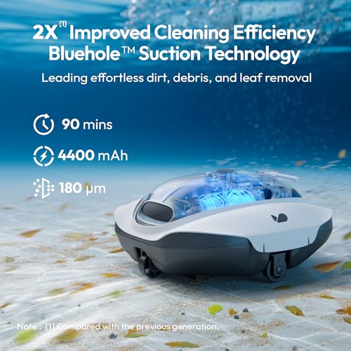 Image of Bubot 300P Above Ground Pool Vcuum, Cordless Robotic Pool Cleaner with Powerful Suction, DirtLock Tech 2.0, Smart Sensor, Double Filtering, Fast Charging, Up to 850 Sq.Ft, Light Grey