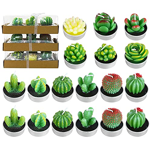 18Pcs Cactus Tealight Candles Set, Fulandl Handmade Delicate Succulent Cactus Tealight Candles, Artificial Succulent Plants Candles For Party, Festival, Birthday, Wedding, Home Decor #TOP24