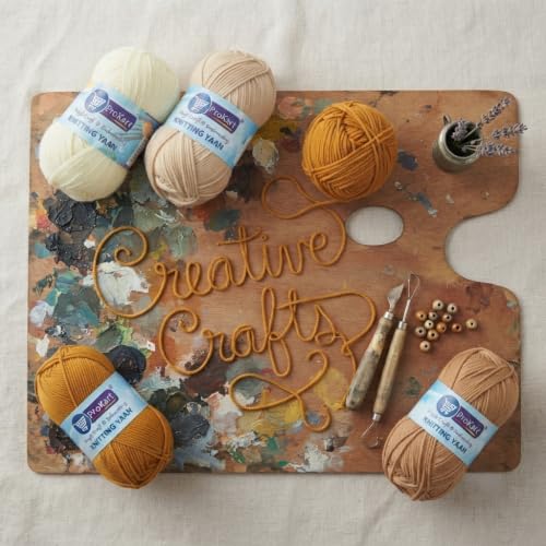 Image of ProKart - 4 Ply Plush & Cuddly for Knitting & Crochet | Pastel Yarn for Baby Toys & DIY Crafts | 100g, Pack of 4 (Cream /Off-White, Sand, Peanut, Sand Brown)