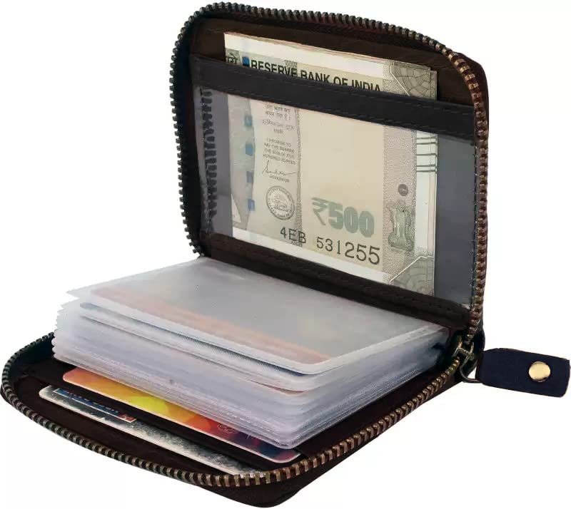 Image of MAESTRA Unisex Multi Pockets RFID Scan Protection ID Credit Card Holder Hard Case Travel Wallet Purse Organizer (Coal Black)